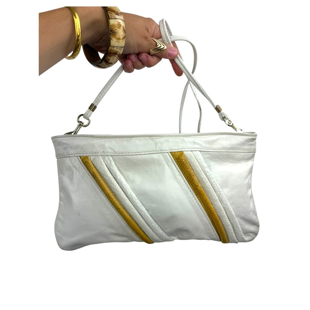 1960's SAN MARCO genuine white leather with snakeskin trim purse - Picture 3 of 7